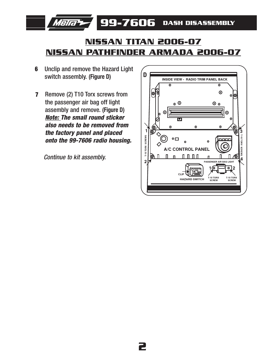Continue to kit assembly | Metra Electronics 99-7606 User Manual | Page 4 / 12