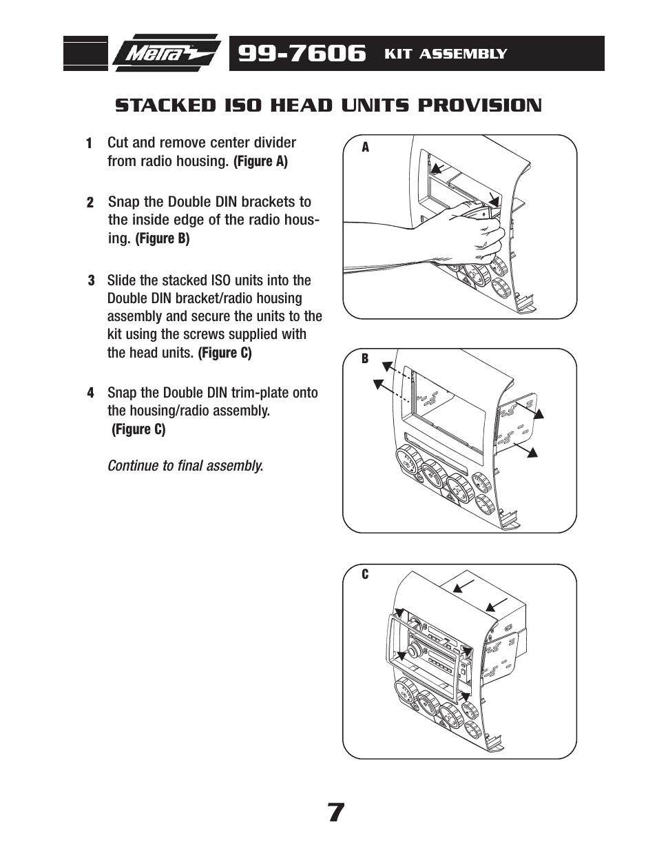 Stacked iso head units provision | Metra Electronics 99-7606 User Manual | Page 9 / 12
