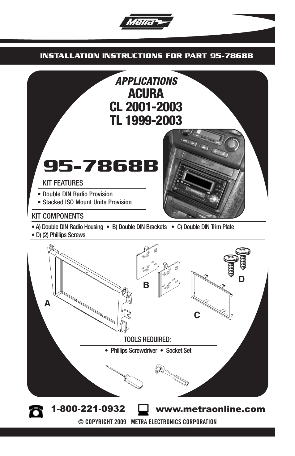 Metra Electronics ACURA 95-7868B User Manual | 8 pages