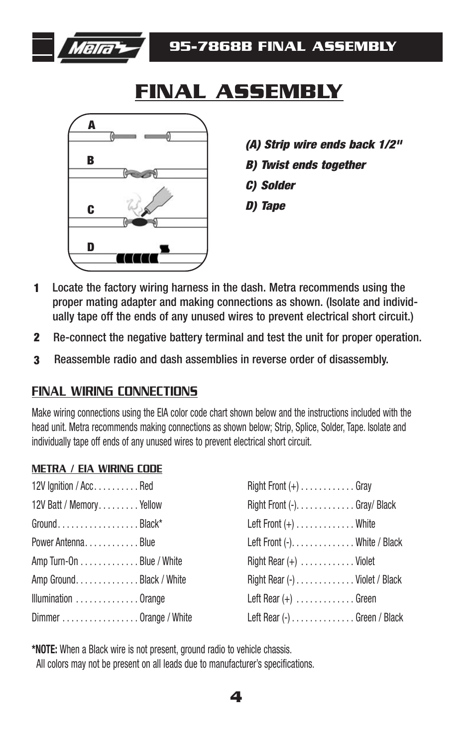 Final assembly | Metra Electronics ACURA 95-7868B User Manual | Page 6 / 8