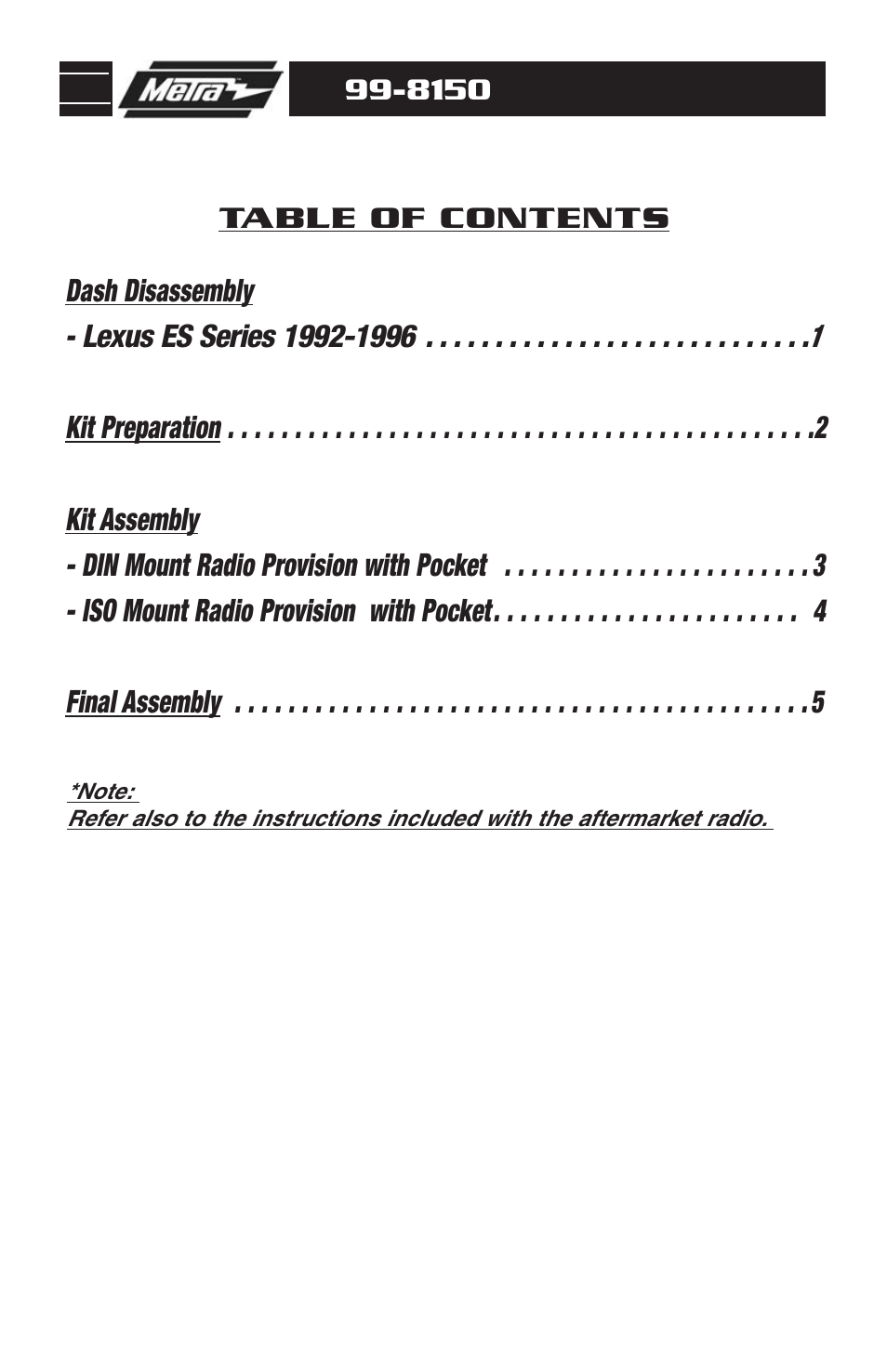 Metra Electronics LEXUS 99-8150 User Manual | Page 2 / 8