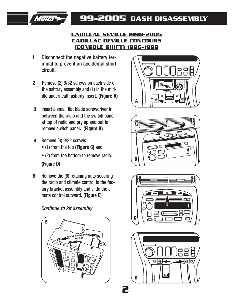 Dash disassembly | Metra Electronics 99-2005 User Manual | Page 4 / 12