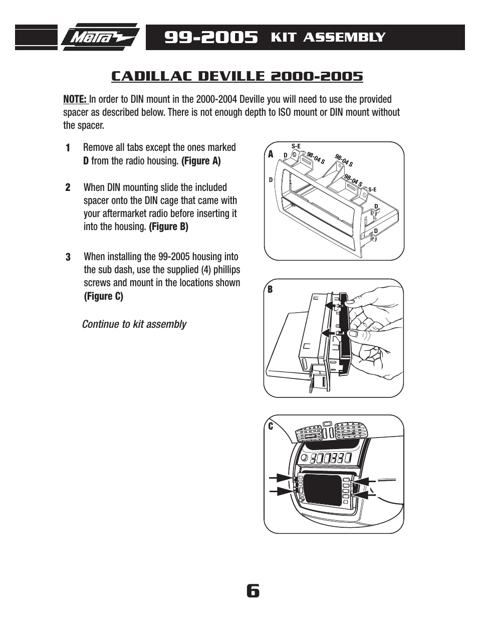 Cadillac deville, Kit assembly | Metra Electronics 99-2005 User Manual | Page 8 / 12