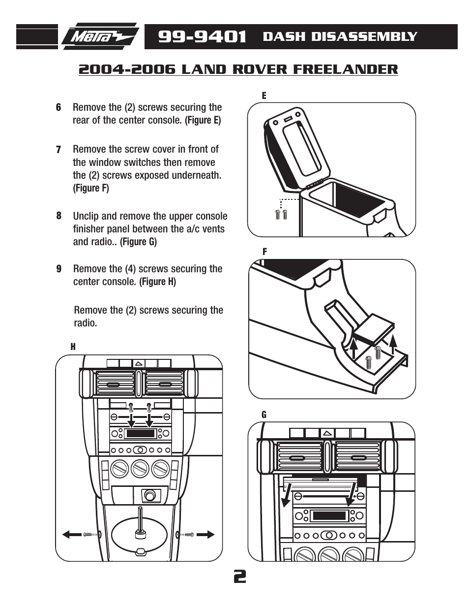 Dash disassembly | Metra Electronics 99-9401 User Manual | Page 4 / 8