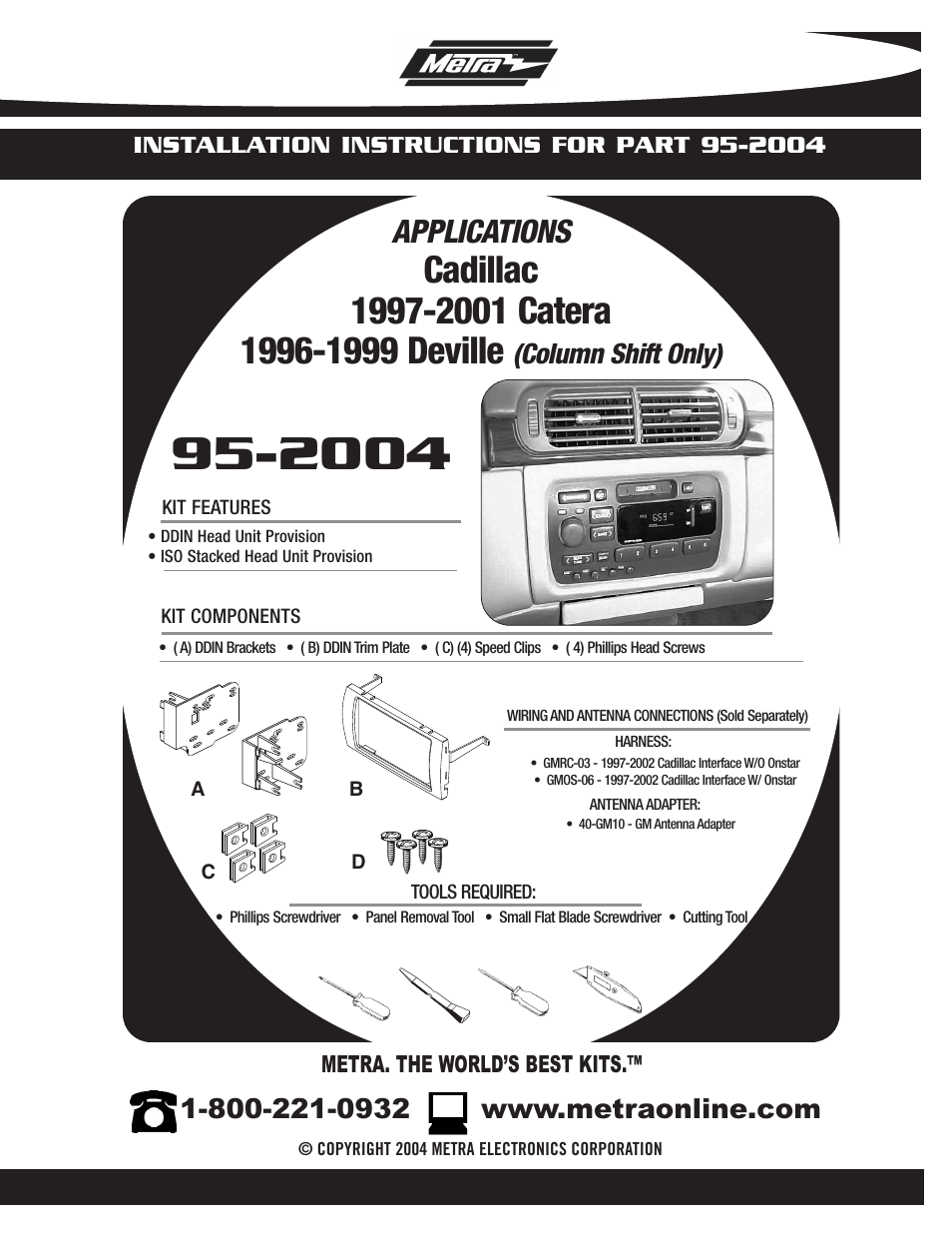 Metra Electronics CADILLAC 95-2004 User Manual | 8 pages