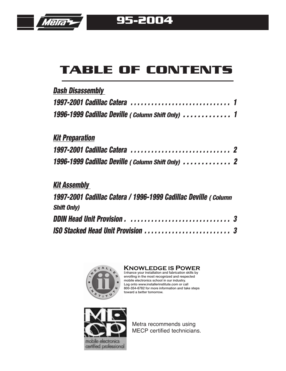 Metra Electronics CADILLAC 95-2004 User Manual | Page 2 / 8