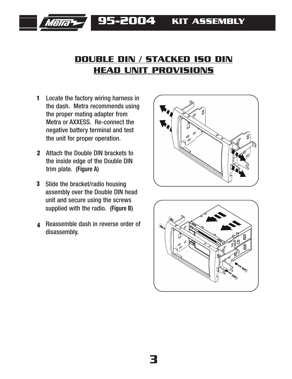 Double din / stacked iso din head unit provisions | Metra Electronics CADILLAC 95-2004 User Manual | Page 5 / 8