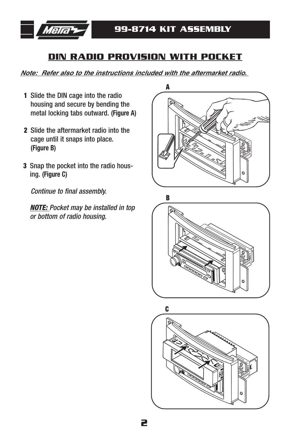 Din radio provision with pocket | Metra Electronics 99-8714 User Manual | Page 4 / 8