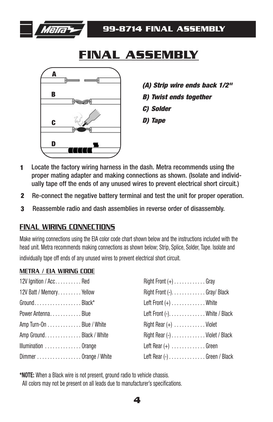 Final assembly | Metra Electronics 99-8714 User Manual | Page 6 / 8