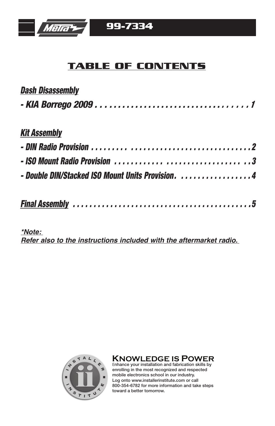 Dash disassembly - kia borrego 2009 | Metra Electronics 99-7334 User Manual | Page 2 / 8