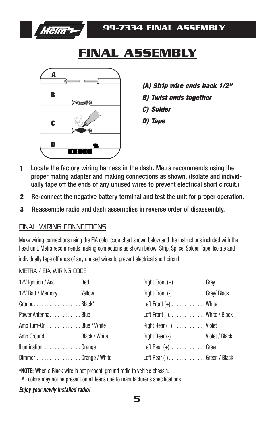 Final assembly | Metra Electronics 99-7334 User Manual | Page 7 / 8