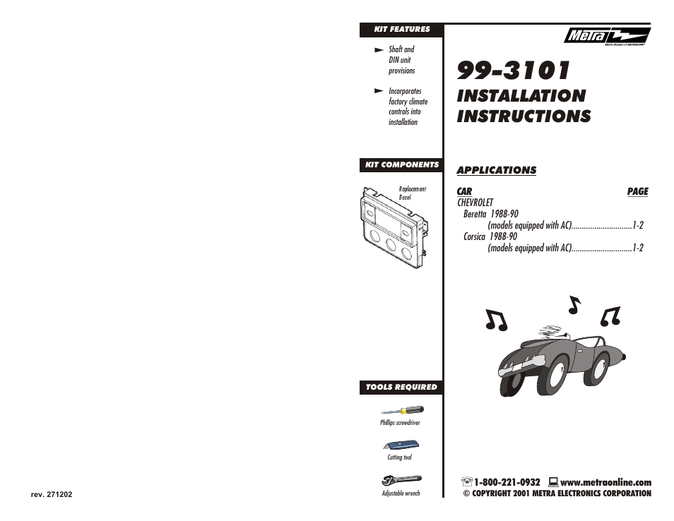 Metra Electronics 99-3101 User Manual | 2 pages