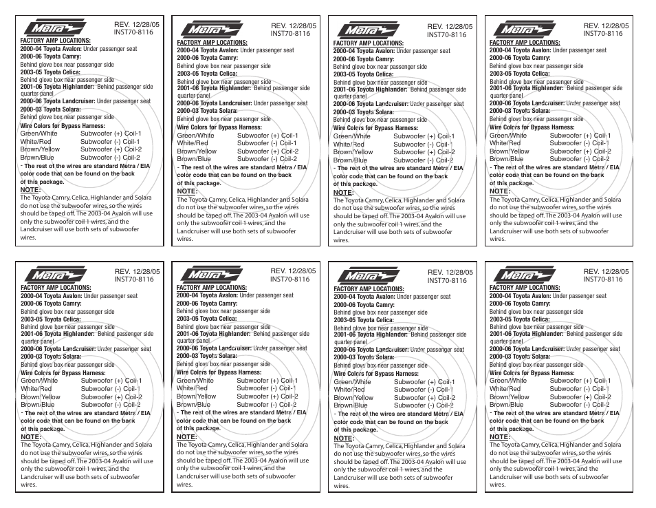 Metra Electronics 70-8116 User Manual | Page 2 / 2
