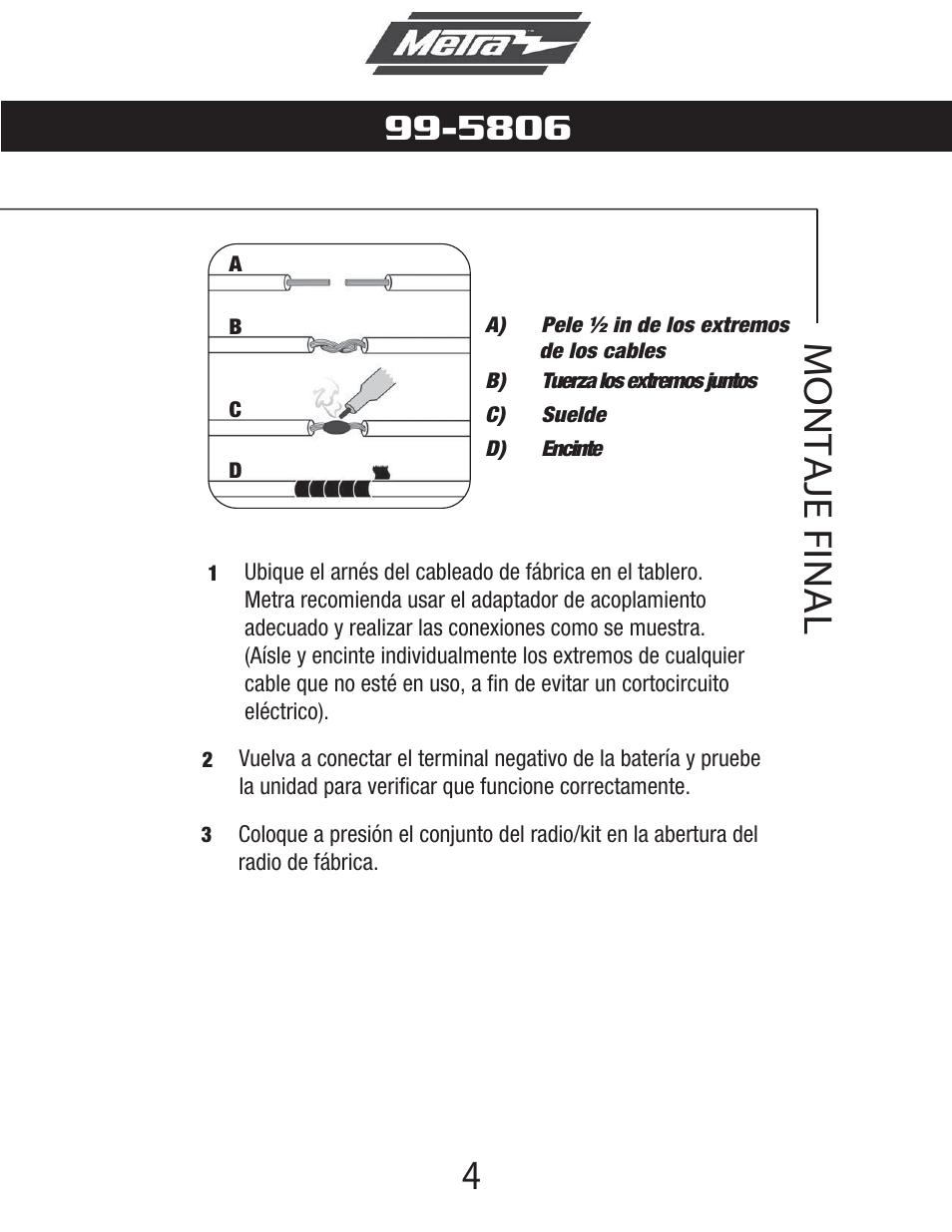 Montaje final | Metra Electronics 99-5806 User Manual | Page 11 / 12