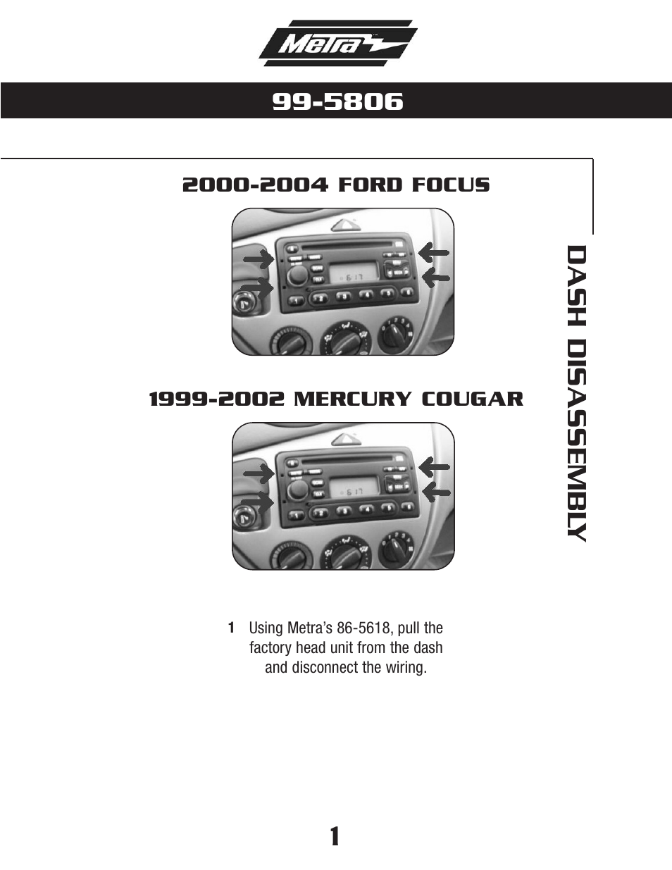 Da sh dis a ssembl y | Metra Electronics 99-5806 User Manual | Page 3 / 12
