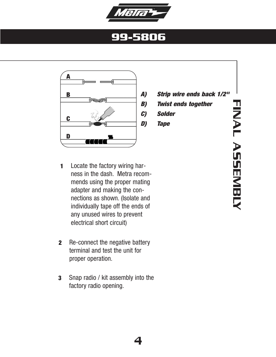 Final a ssembl y | Metra Electronics 99-5806 User Manual | Page 5 / 12