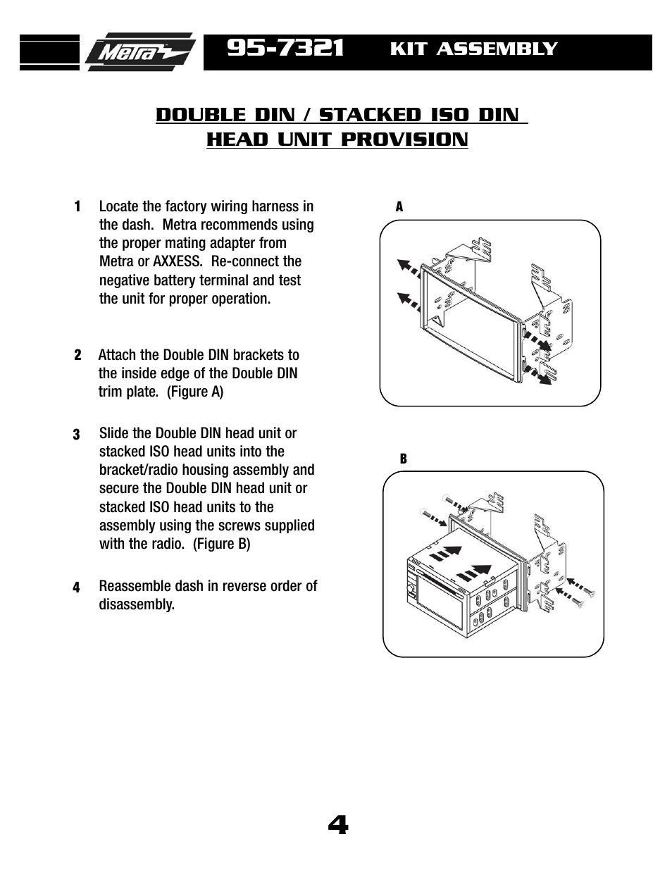 Double din / stacked iso din head unit provision | Metra Electronics 95-7321 User Manual | Page 6 / 8