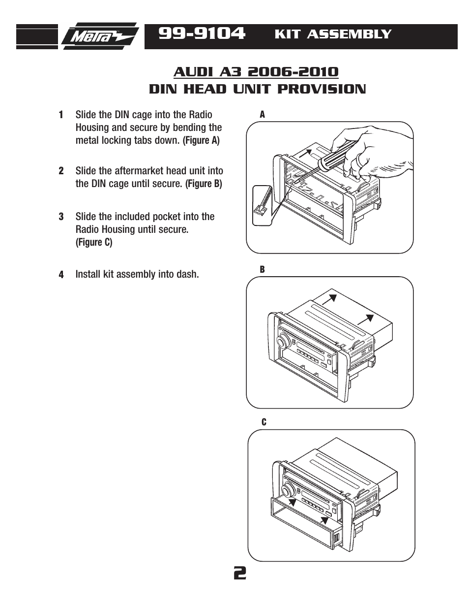 Din head unit provision, Kit assembly | Metra Electronics 99-9104 User Manual | Page 4 / 8