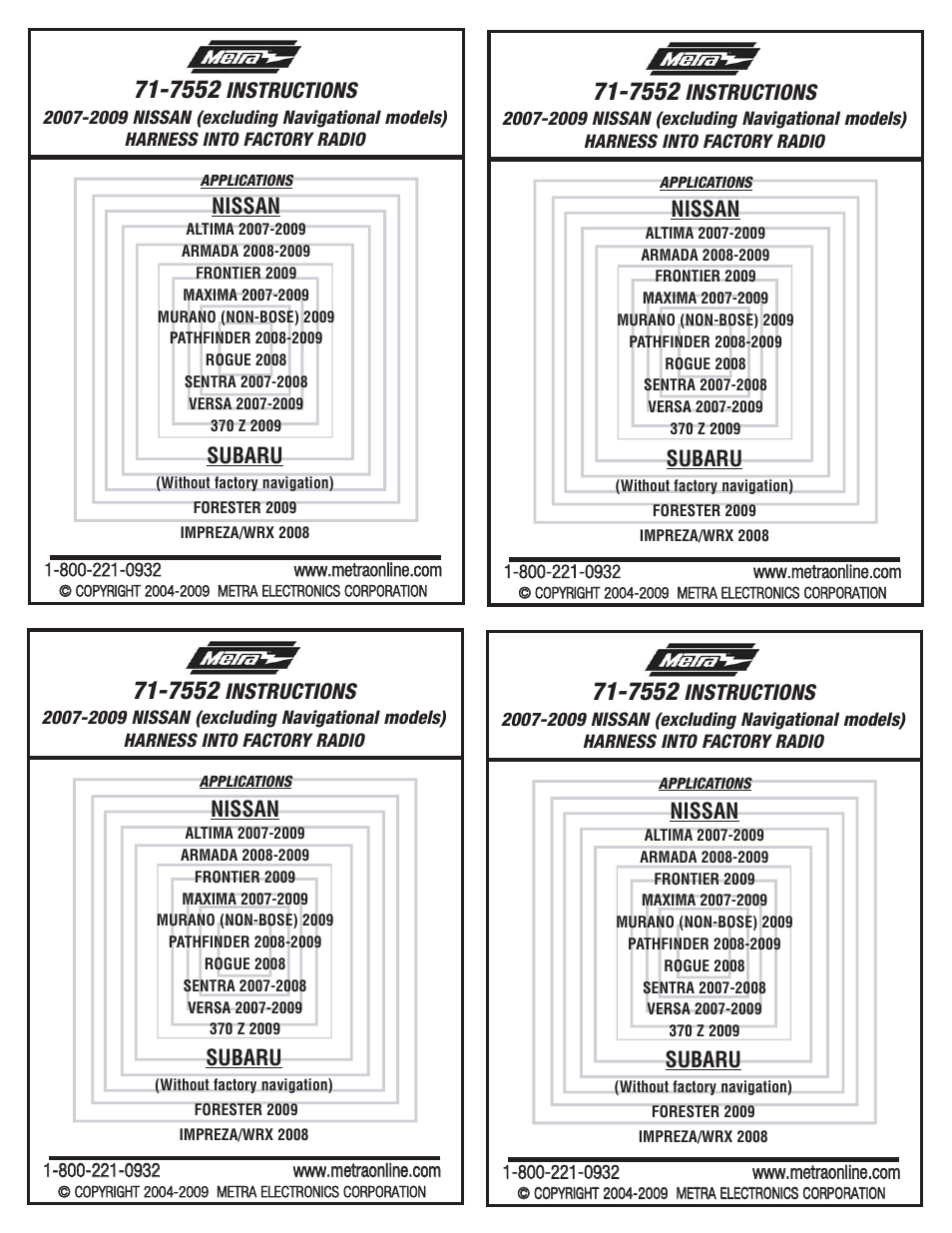 Metra Electronics 71-7552 User Manual | 2 pages