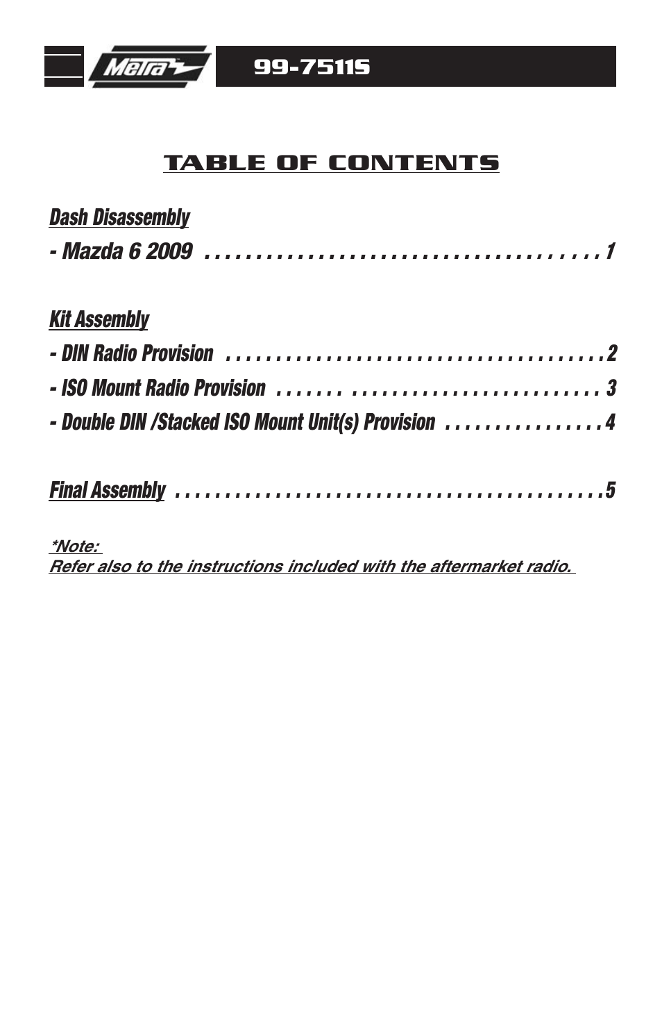 Metra Electronics MAZDA 6 2009 99-7511S User Manual | Page 2 / 8