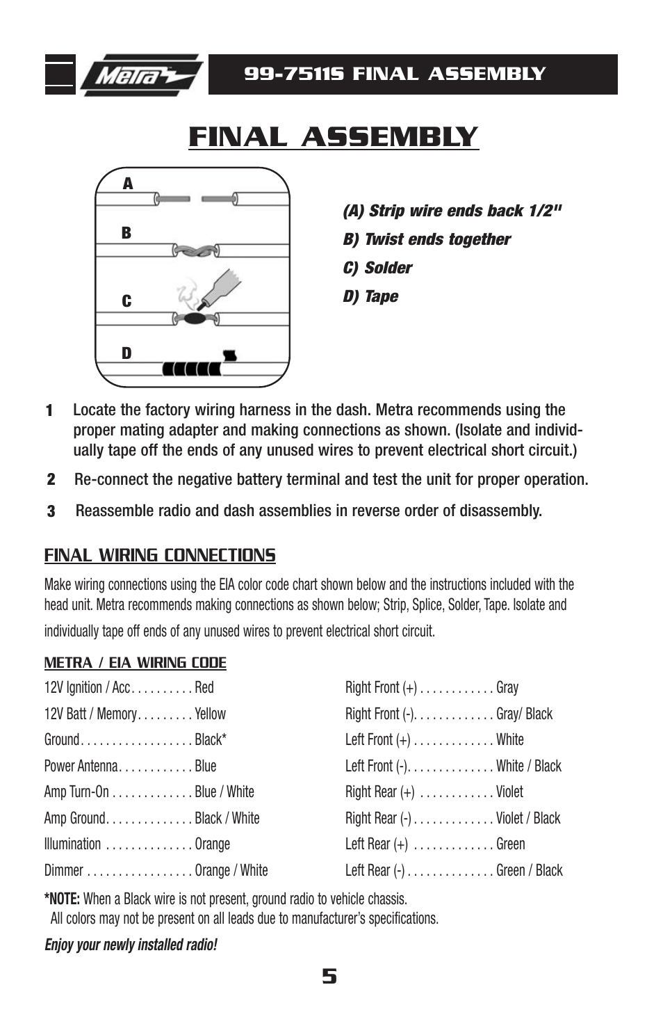 Final assembly | Metra Electronics MAZDA 6 2009 99-7511S User Manual | Page 7 / 8