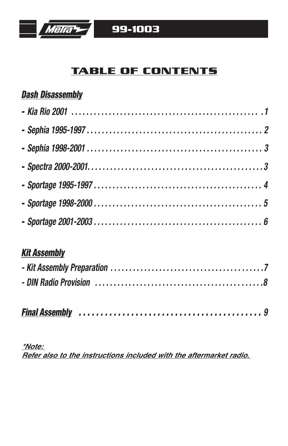 Metra Electronics 99-1003 User Manual | Page 2 / 12