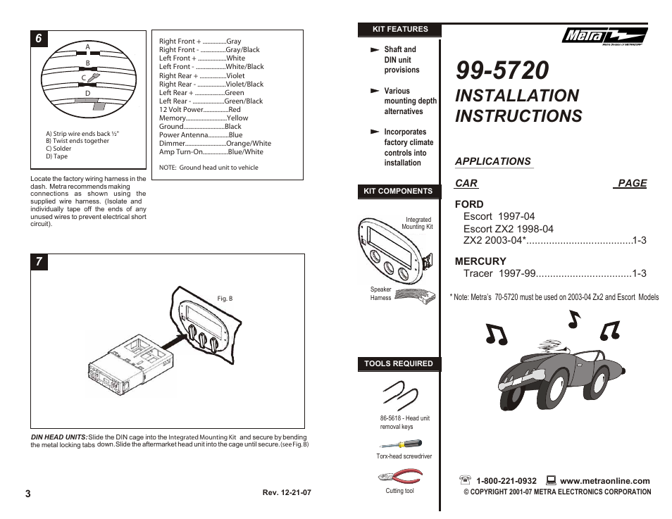 Metra Electronics 99-5720 User Manual | 2 pages