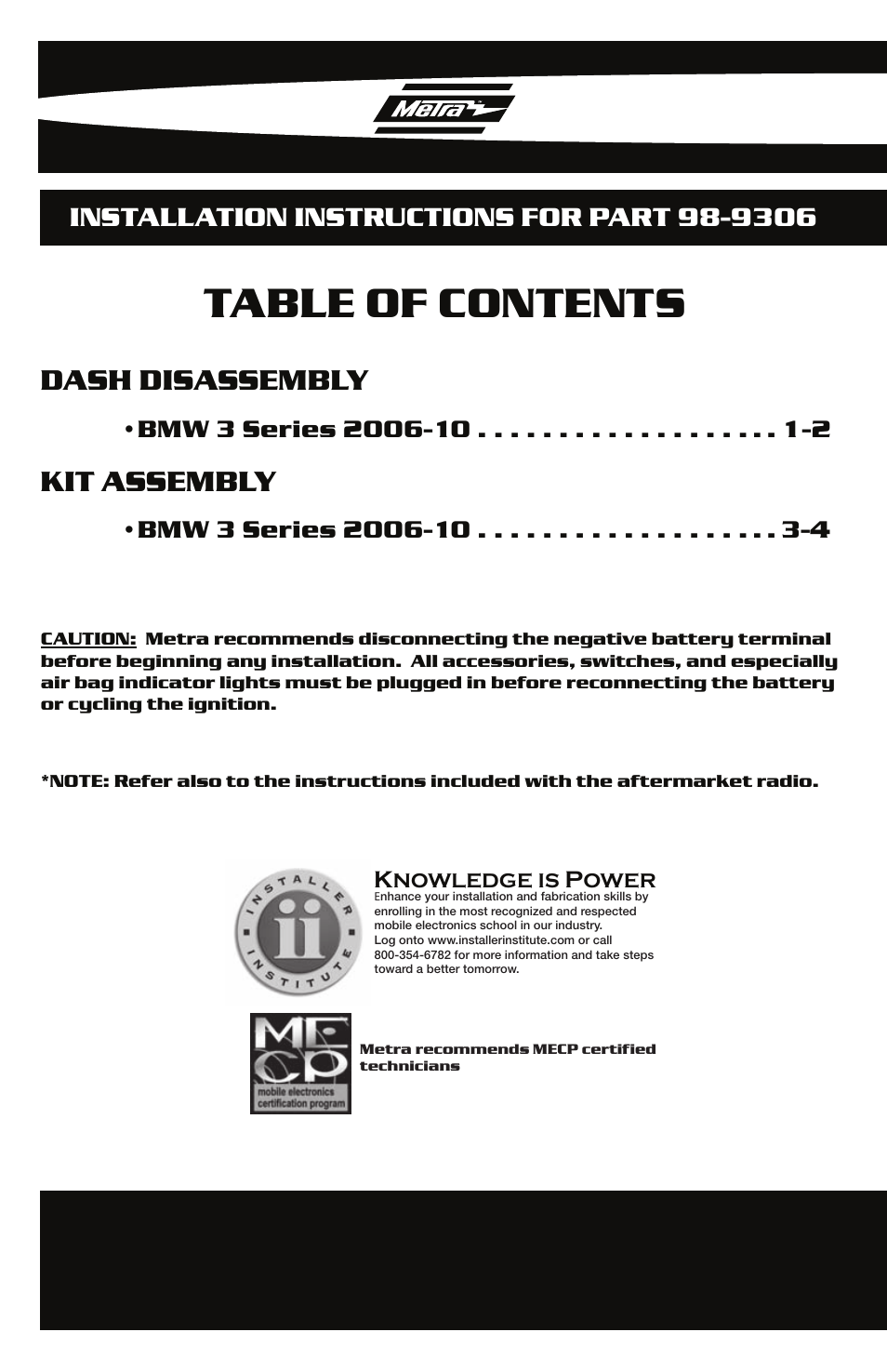 Metra Electronics 98-9306 User Manual | Page 2 / 12