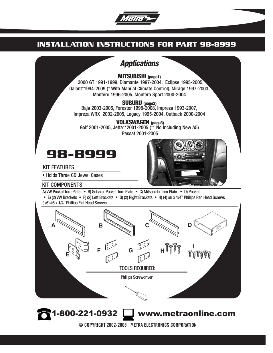 Metra Electronics 98-8999 User Manual | 4 pages