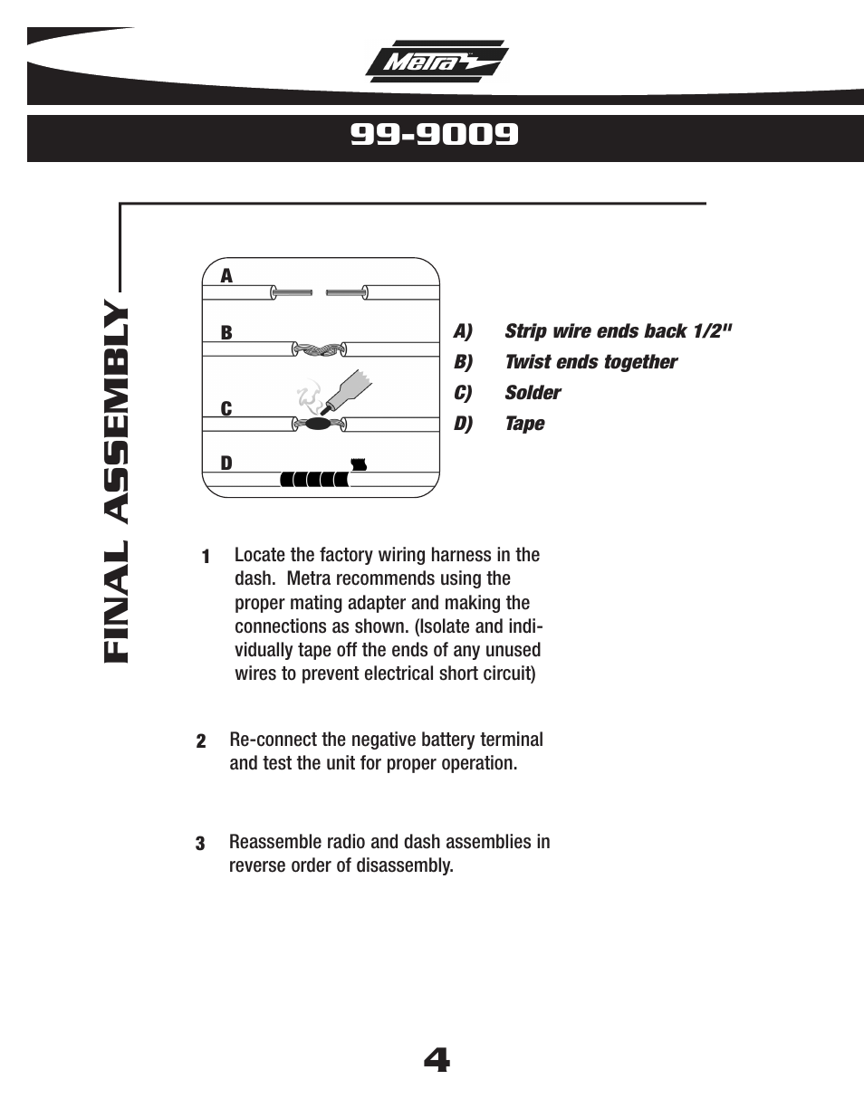 Final assembl y | Metra Electronics 99-9009 User Manual | Page 6 / 8