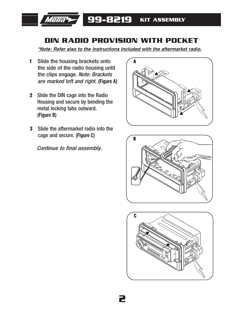 Din radio provision with pocket | Metra Electronics 99-8219 User Manual | Page 4 / 8