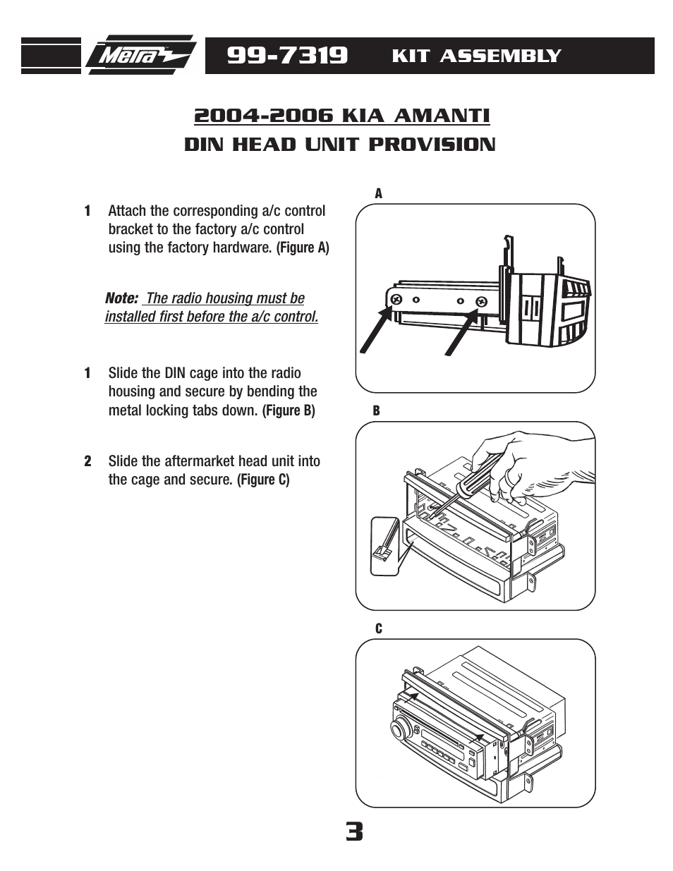 Din head unit provision | Metra Electronics 99-7319 User Manual | Page 5 / 8
