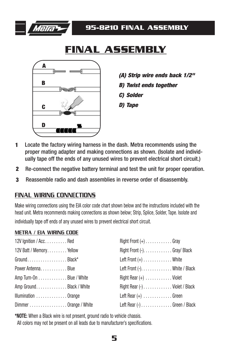 Final assembly | Metra Electronics 95-8210 User Manual | Page 7 / 8