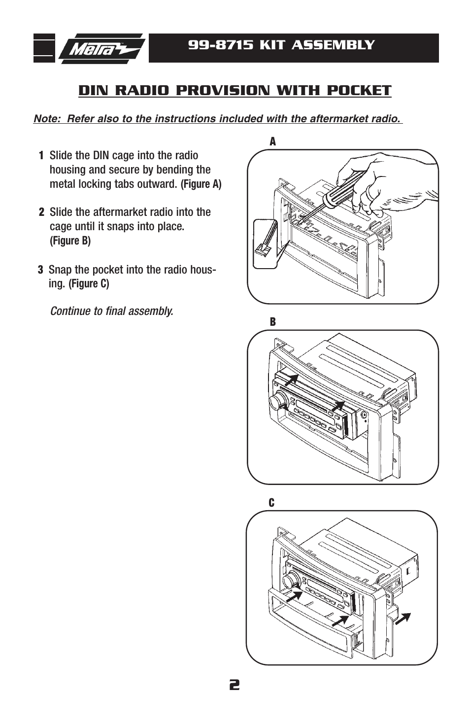 Din radio provision with pocket | Metra Electronics 99-8715 User Manual | Page 4 / 8