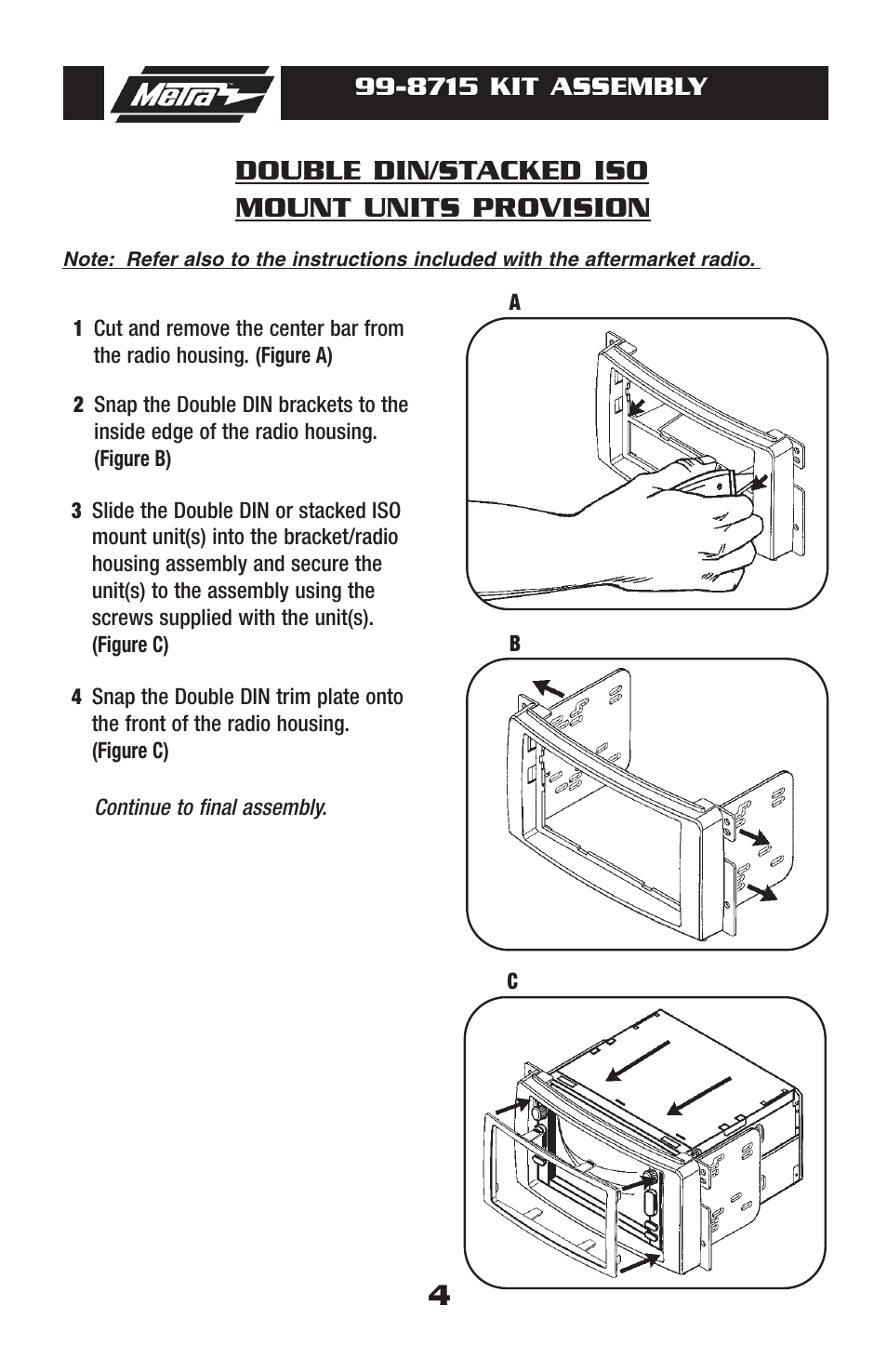 Double din/stacked iso mount units provision | Metra Electronics 99-8715 User Manual | Page 6 / 8