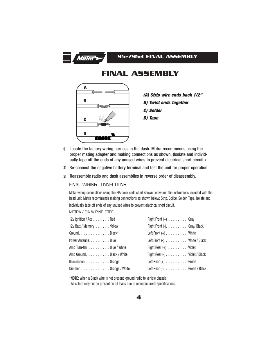 Final assembly | Metra Electronics 95-7953 User Manual | Page 6 / 8