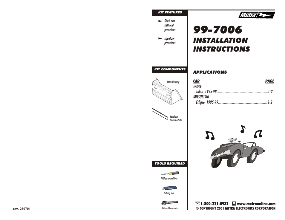 Metra Electronics 99-7006 User Manual | 2 pages