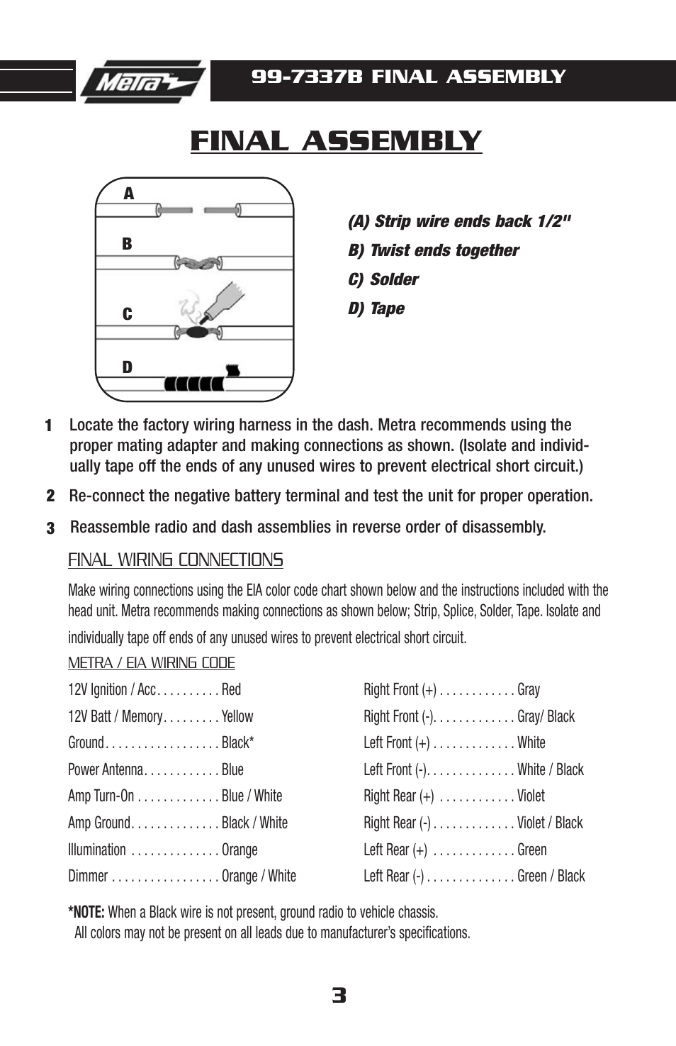 Final assembly | Metra Electronics 99-7337B User Manual | Page 5 / 8