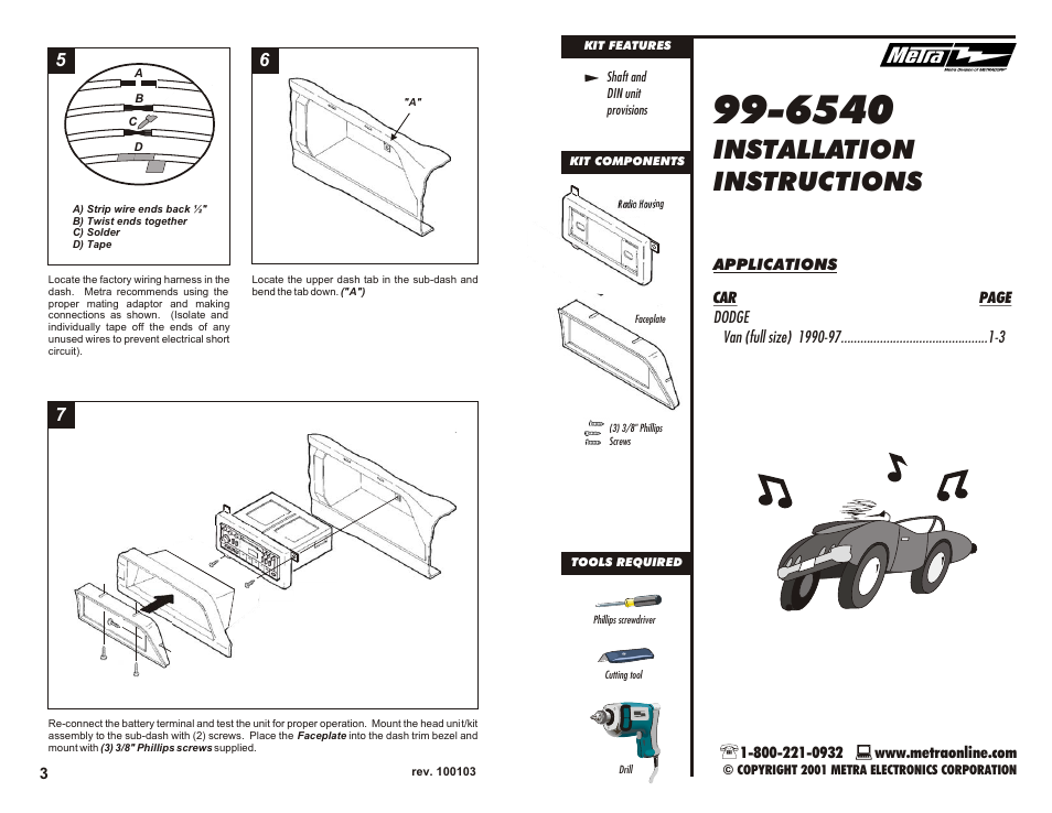 Metra Electronics DODGE 99-6540 User Manual | 2 pages