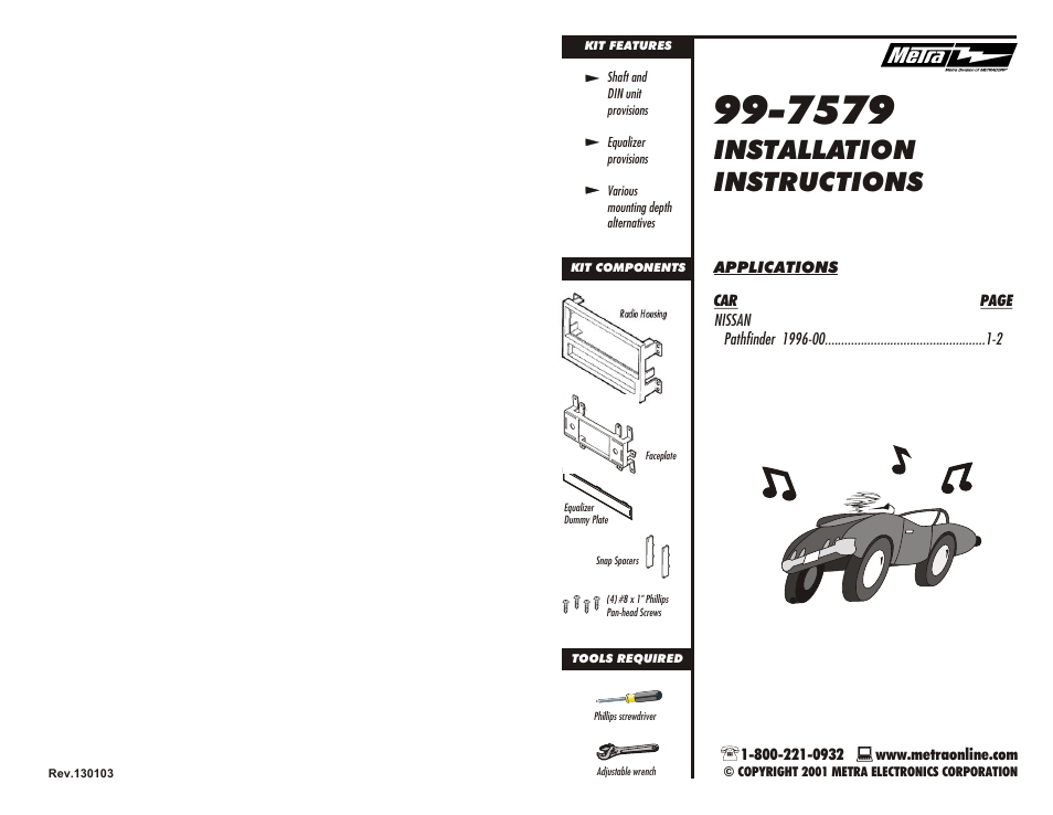 Metra Electronics 99-7579 User Manual | 2 pages