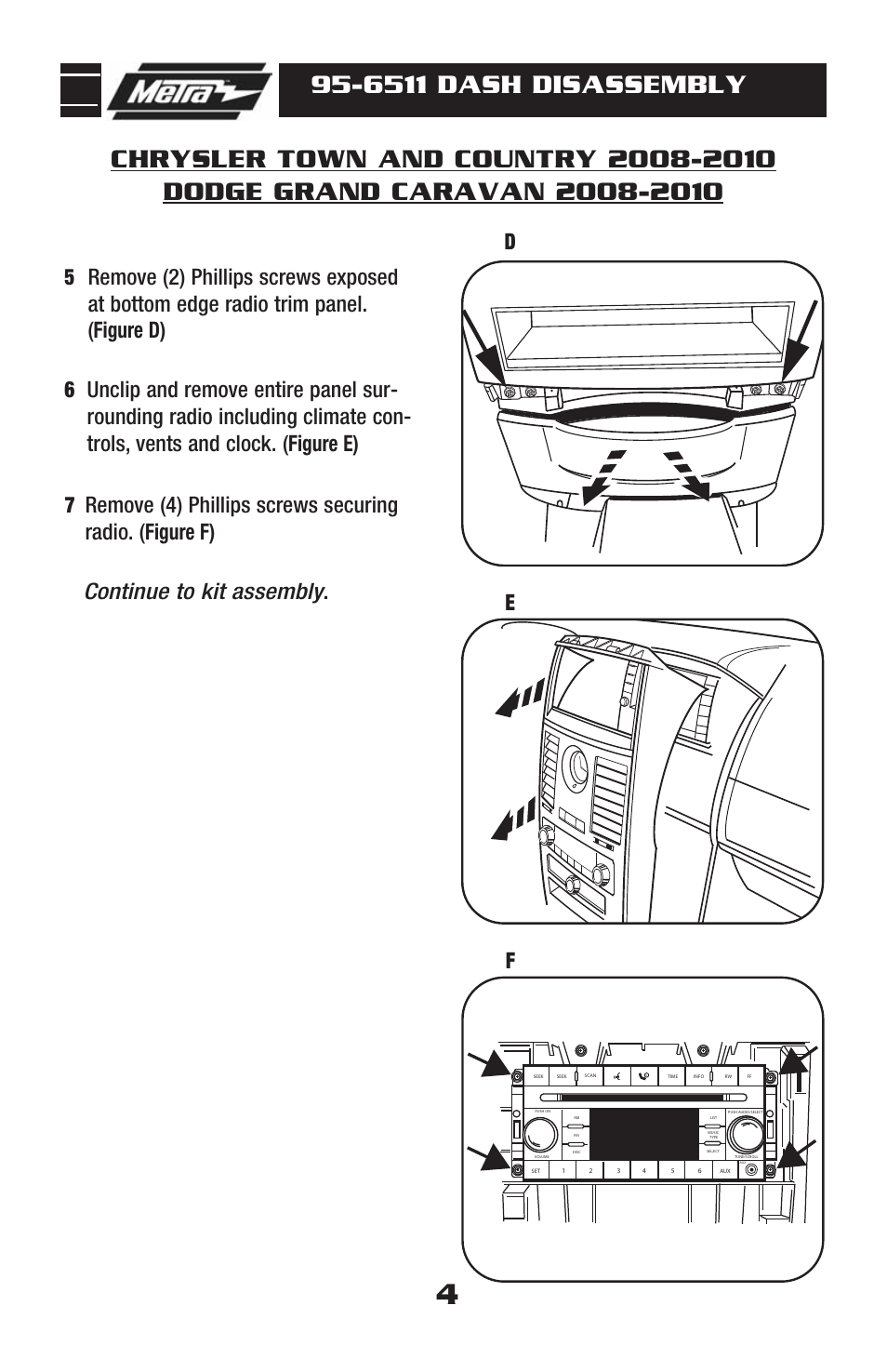 6511 dash disassembly | Metra Electronics 95-6511 User Manual | Page 6 / 20