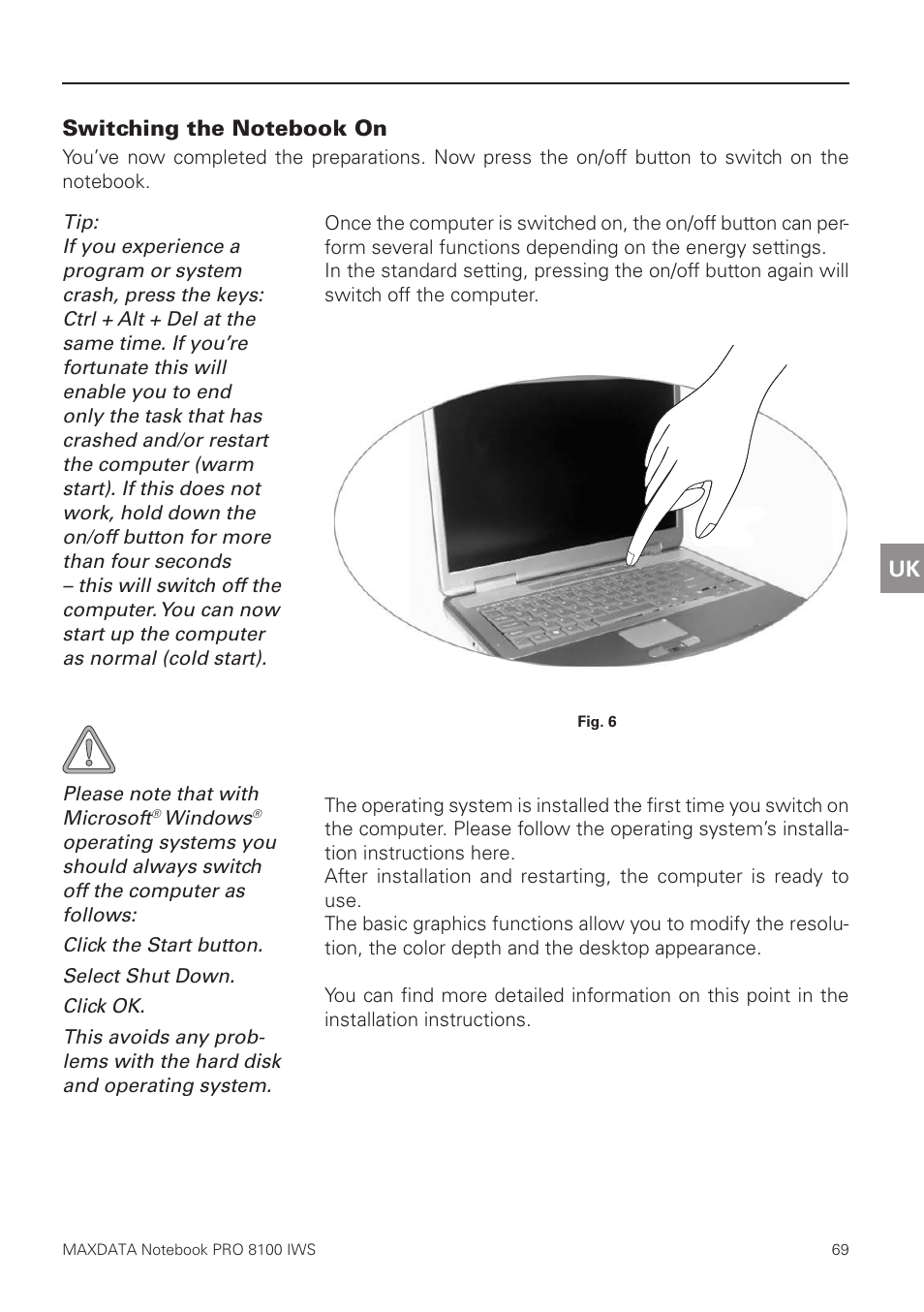 Switching the notebook on | MAXDATA PRO 8100 IWS User Manual | Page 23 / 44