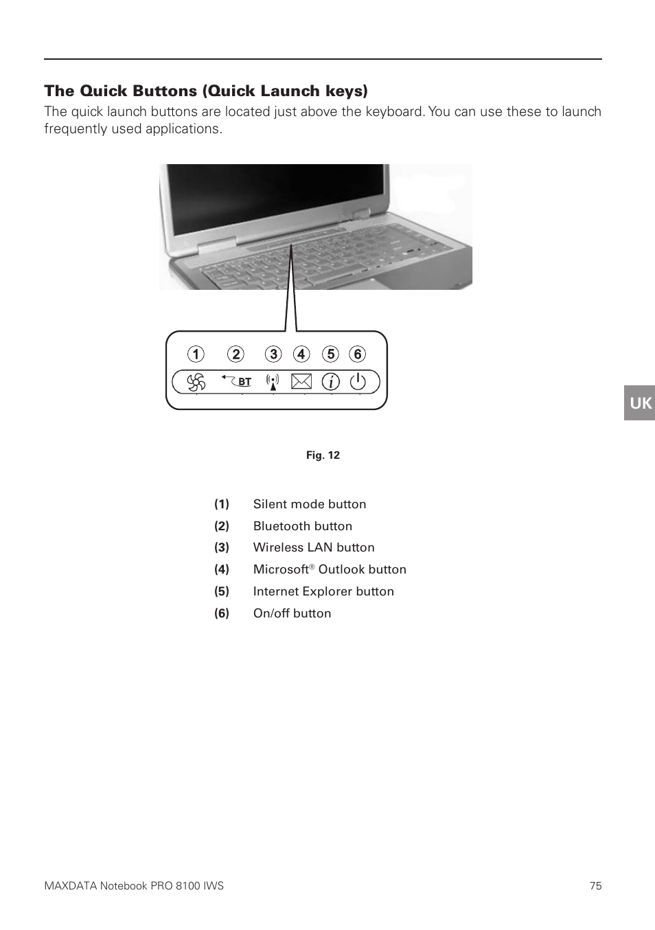 The quick buttons (quick launch keys) | MAXDATA PRO 8100 IWS User Manual | Page 29 / 44