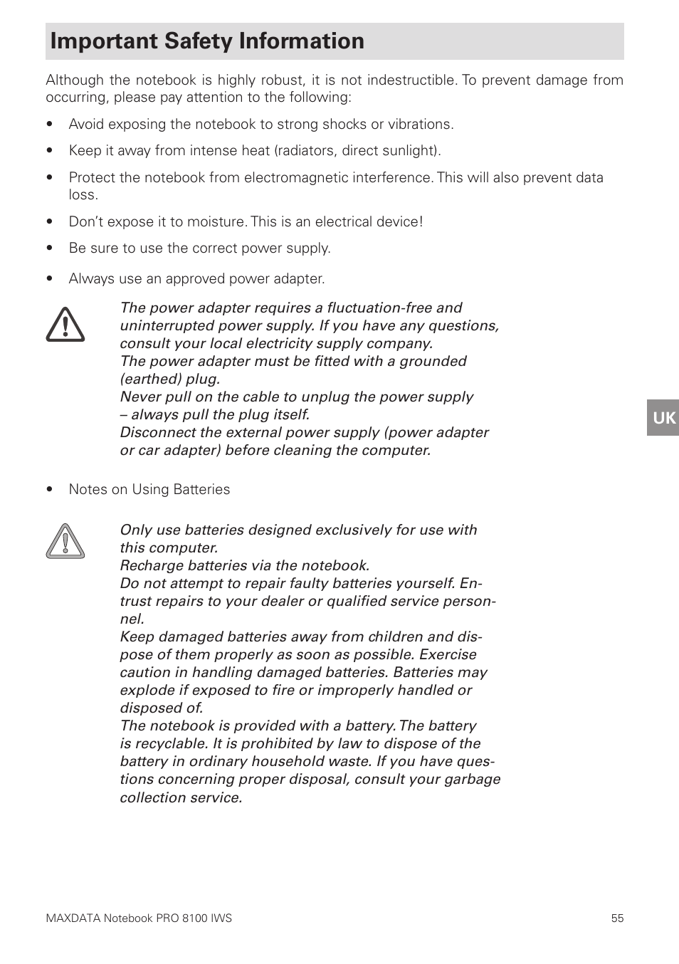 Important safety information | MAXDATA PRO 8100 IWS User Manual | Page 9 / 44