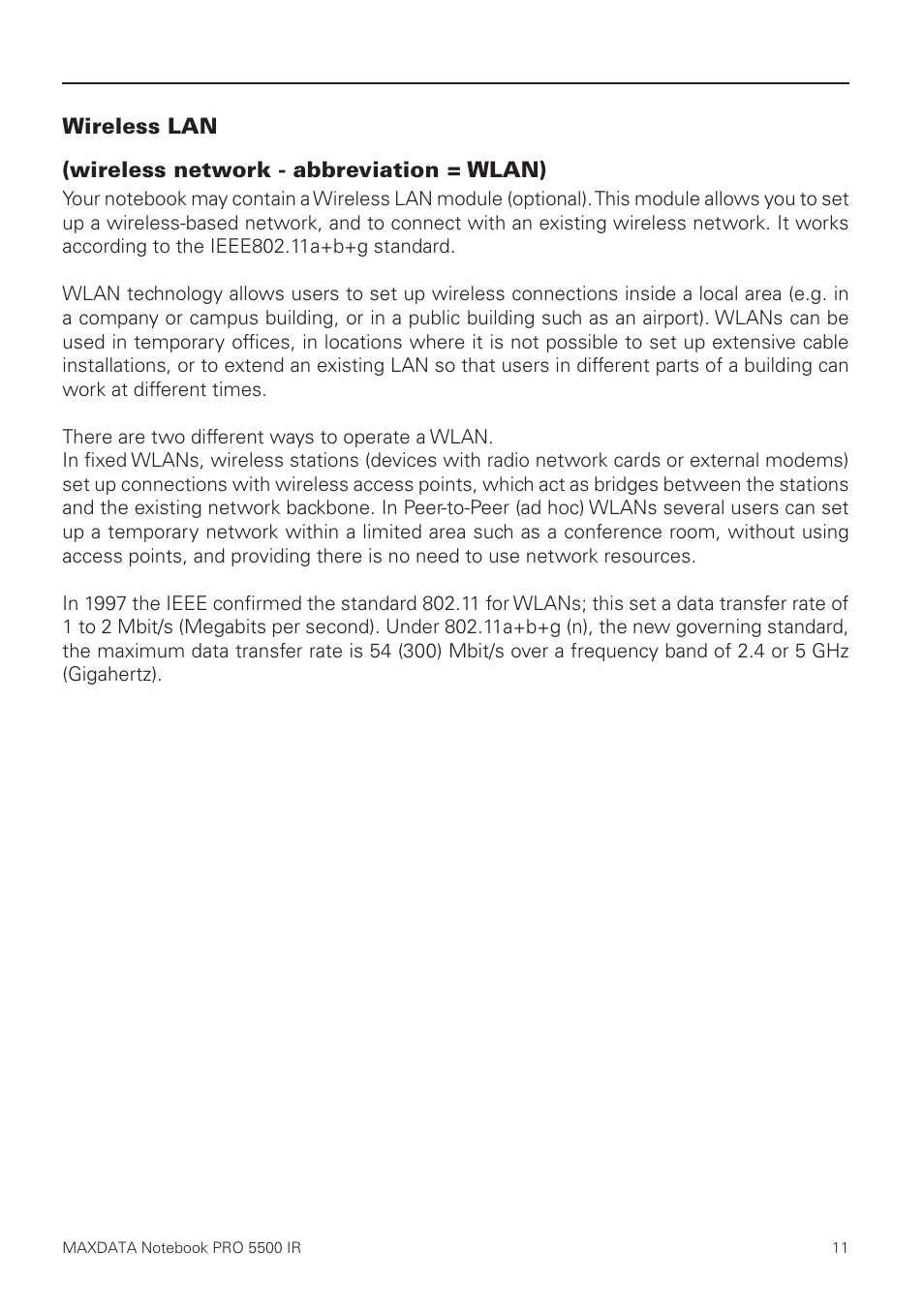 Wireless lan | MAXDATA NOTEBOOK PRO 5500 IR User Manual | Page 11 / 48