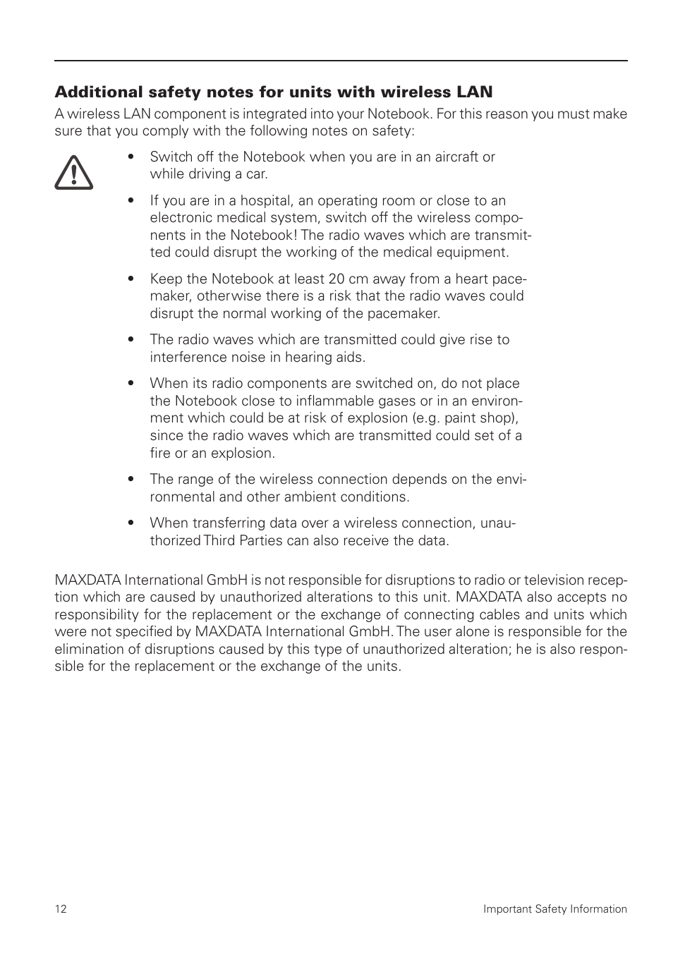 MAXDATA NOTEBOOK PRO 5500 IR User Manual | Page 12 / 48