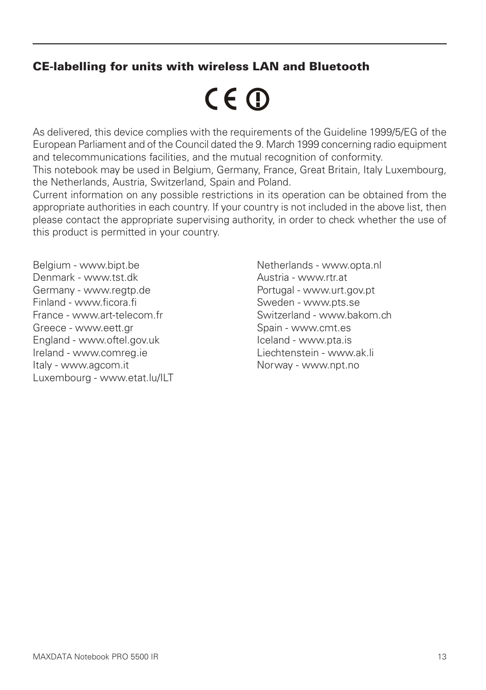 MAXDATA NOTEBOOK PRO 5500 IR User Manual | Page 13 / 48