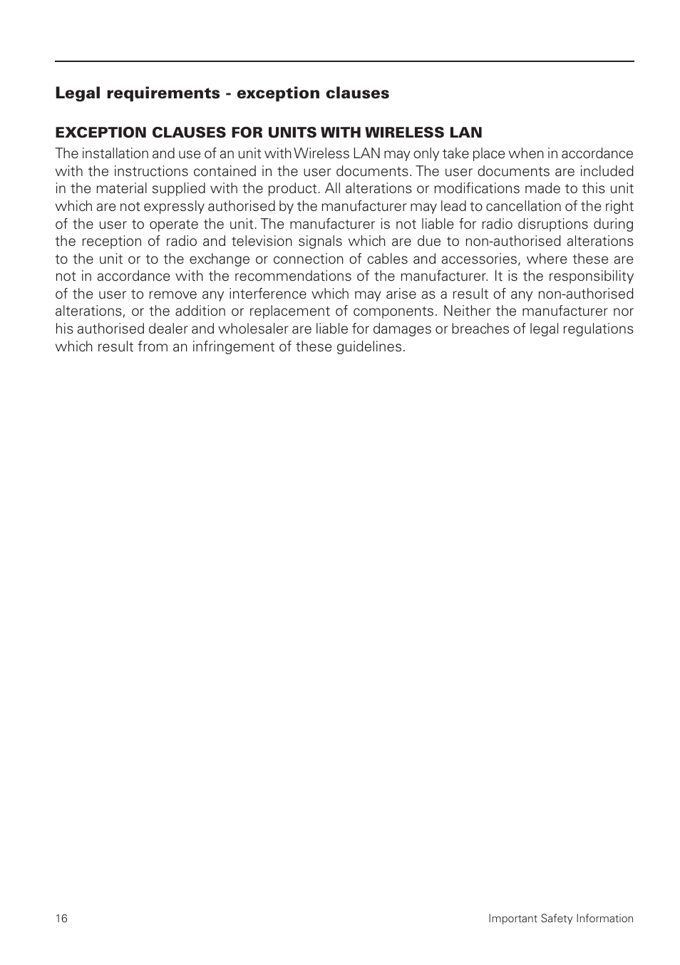 Legal requirements - exception clauses | MAXDATA NOTEBOOK PRO 5500 IR User Manual | Page 16 / 48