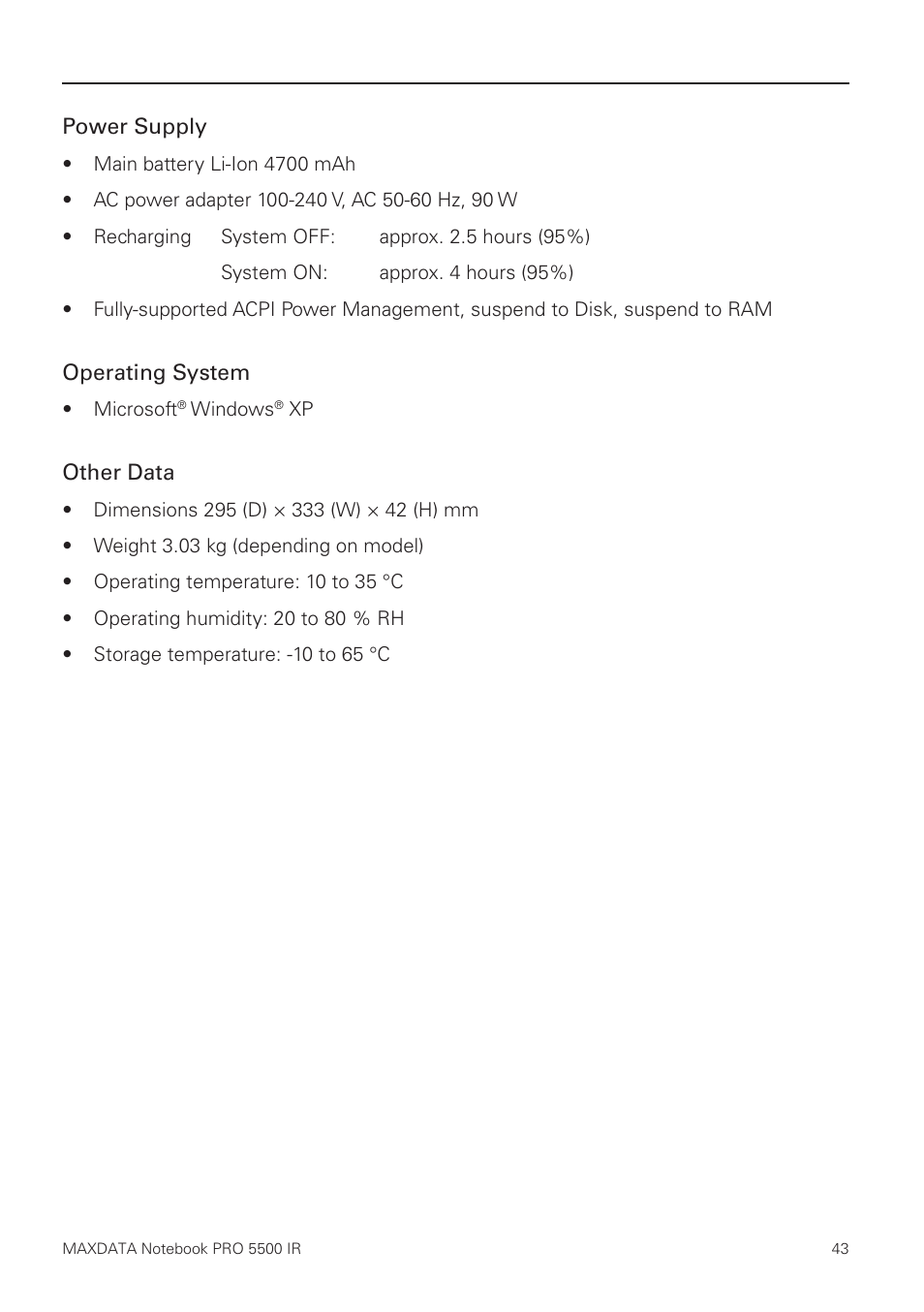 MAXDATA NOTEBOOK PRO 5500 IR User Manual | Page 43 / 48