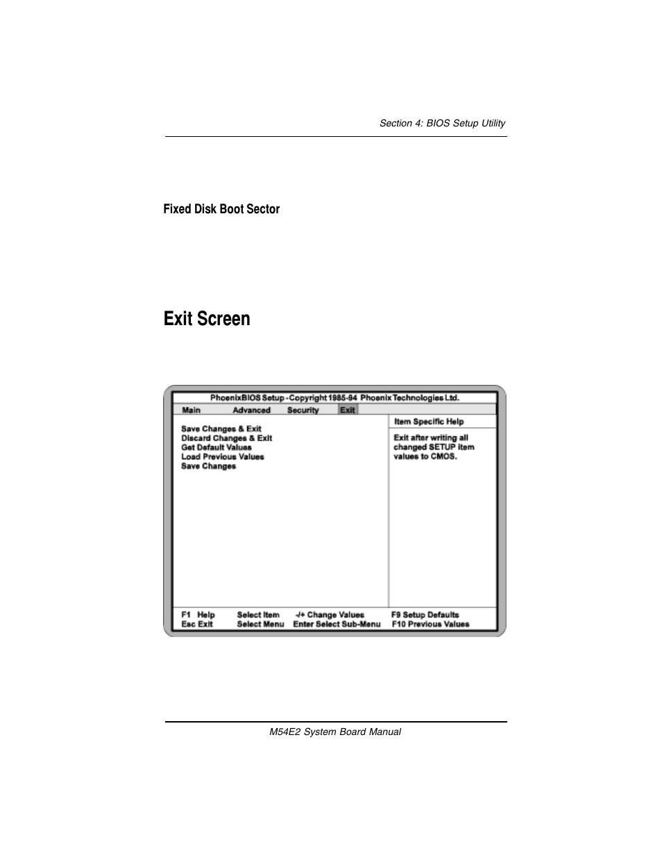 Exit screen | Micronics M54E2 PCI/EISA User Manual | Page 42 / 79